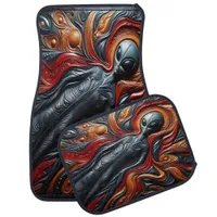 Colorful Alien Figure Car Floor Mat