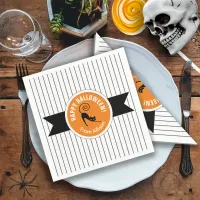 Happy Halloween Black Cat & Stripes ID686 Napkins