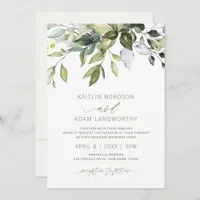 Nature Wedding Botanical Greenery Watercolor Invitation