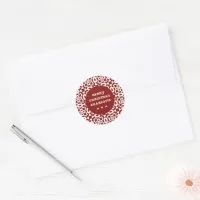 Red And White Geometric Christmas Name Classic Round Sticker