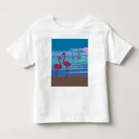 Pink Flamingo Couple at Sunset Toddler T-Shirt