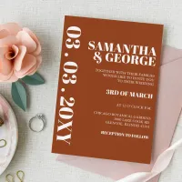 Bold Terracotta Burnt Orange Modern Wedding  Invitation