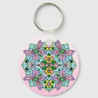 Butterfly Mandala Whimsical Hand Drawn  Keychain