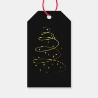 Abstract Sparkling Gold, Black Christmas Tree Gift Gift Tags