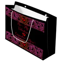 Goth Purple Ornament With Heart Personalized Large Gift Bag