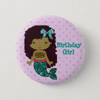 Mermaid Themed "Birthday Girl" Button