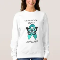 Myasthenia Gravis Awareness Ribbon and Butterfly   Sweatshirt