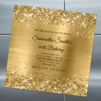 Glittery Gold 40th Birthday Magnetic Invitation