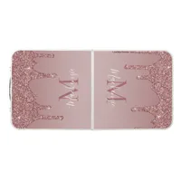 Glitzy Sparkle Rose Gold Dripping Glitter Monogram Beer Pong Table