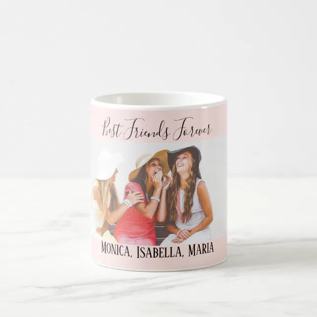 Best friends forever photo names blush pink mug