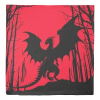 Black Silhouette Dragon on Red - Fantasy |