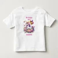 Birthday Girl Pink, Purple and Gold Unicorn Toddler T-shirt