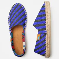 Black and Blue Diagonal Stripes Slip-on, ZEA Espadrilles