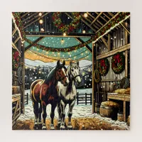 Merry Christmas Cartoon Horses   Jigsaw Puzzle