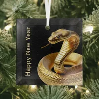 2025 Gold Snake Happy Chinese New Year Glass Ornament