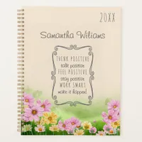 Cosmos Wildflower Positive Affirmation Custom Name Planner