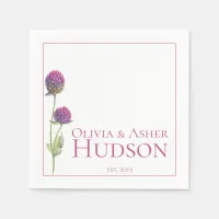 Simple Watercolor Amaranth Thistle Reception Paper Napkins