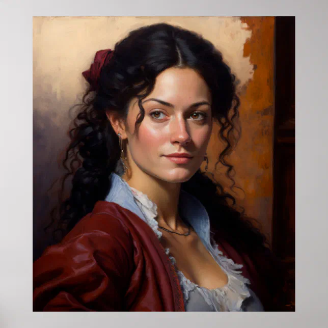 Argentine Woman Portrait Oil Painting Poster