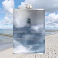 Lighthouse in the storm - Baltic Sea  Flask