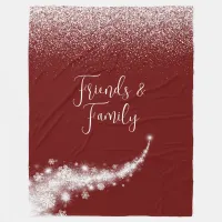 White glitter, monogrammed on maroon | fleece blanket