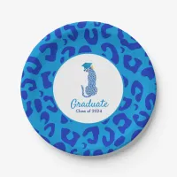 Graduation Blue Leopard Paper Plate