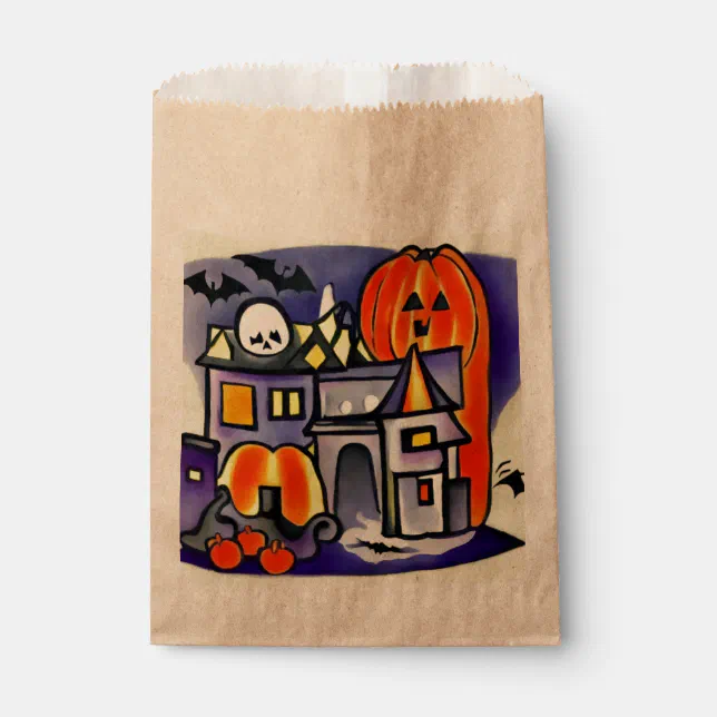 Pumpkins, ghosts, halloween bats favor bag