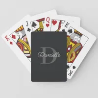 Elegant Script Modern Minimal Monogram Custom Name Poker Cards