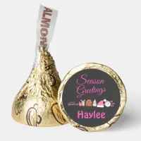 Season Greetings Pink on Charcoal Name Monogram | Hershey®'s Kisses®