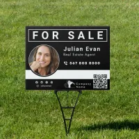 Real Estate Company For Sale Black and White  Sign