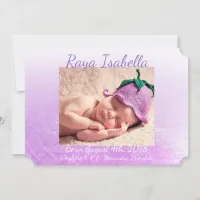 Personalized Puprle Baby Photo Birth Announcements