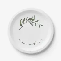 Elegant Modern Eucalyptus Greenery Wedding Paper Plates