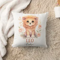 Cute Watercolor Illustration Leo Zodiac Name Throw Pillow