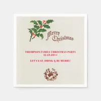 Holly Elegant Festive Christmas Dinner Party Napkins