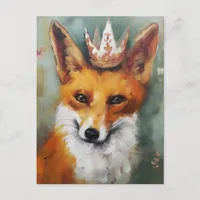 Adorable Red Fox in a Crown Postcard