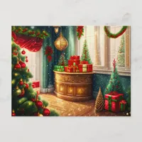 Festively decorated room, traditional Christmas  Postcard