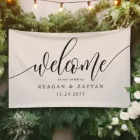 Ivory Cream Calligraphy Simple Wedding Welcome Banner