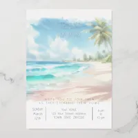 Beach Coastal Wedding Foil Invitation