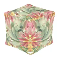 Cactus Brights Bloom Cube Pouf