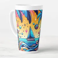 Fun Whimsical Psychedelic Sailboat  Latte Mug