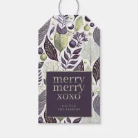 Purple Gre Christmas Merry Merry Pattern#21 ID1009 Gift Tags