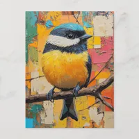 Cute Little Colorful Bird on Branch Postcard