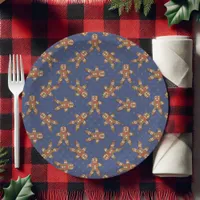 Navy Blue Polka Dot Gingerbread Man Christmas Paper Plates