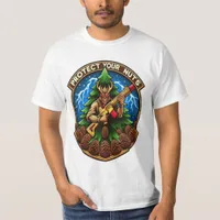 Fierce Cartoon Squirrel Defending Pine Cones  T-Shirt