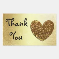 Gold Heart and Glitter 'Thank You" Stickers