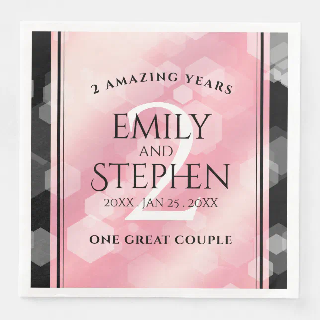 Elegant 2nd Rose Quartz Wedding Anniversary Paper Dinner Napkins