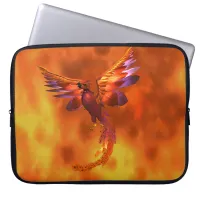 Colorful Phoenix Flying Against a Fiery Background Laptop Sleeve
