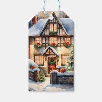 Cottage Snowy Christmas Gift Tag