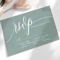 Dusty Teal Simple Script Wedding RSVP Card