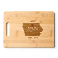 Iowa Map Outline State Text Add Name Bamboo Wood Cutting Board