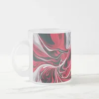 Bold Red, Black & White Marble | Frosted Glass Coffee Mug